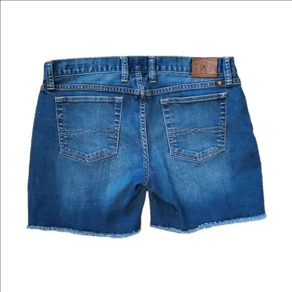 Lucky Brand Abby Double Roll Mid Rise Blue Denim Shorts Size 6/28 - Picture 2 of 9